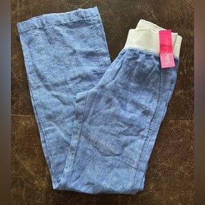 Lilly Pulitzer Beach Palazzo Linen Beckon Blue Resort Elastic Band Pull-on Pant